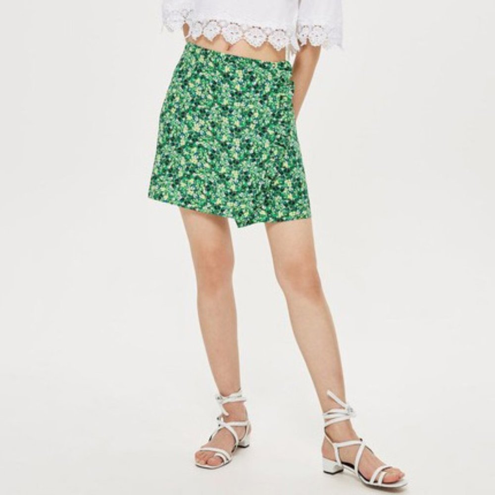 Topshop Ruffle Floral Mini Skirt